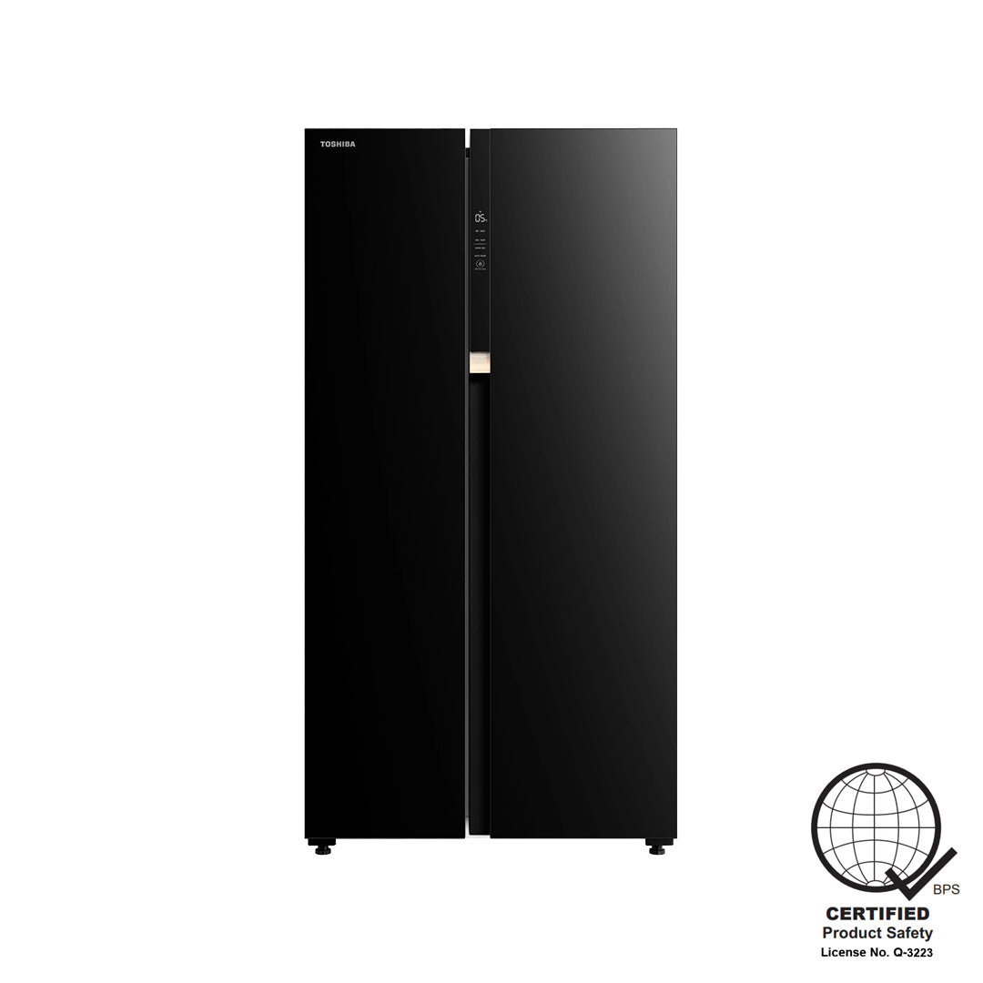 Toshiba 21.3 Cu.Ft. Side by Side No Frost Inverter Refrigerator Black Glass (Class A)