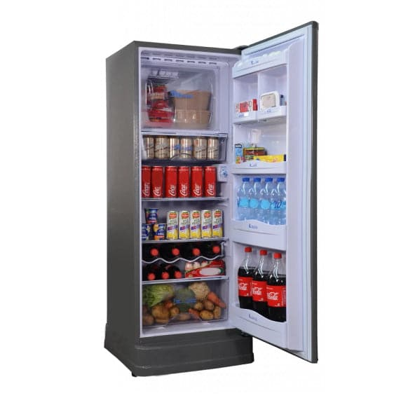 condura-semi-auto-frost-inverter-refrigerator-7.7-cubic-feet-open-door-with-sample-contents-right-side-view-mang-kosme