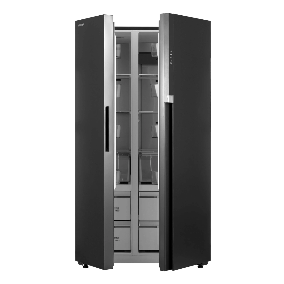 Toshiba 21.3 Cu.Ft. Side by Side No Frost Inverter Refrigerator Black Glass (Class A)