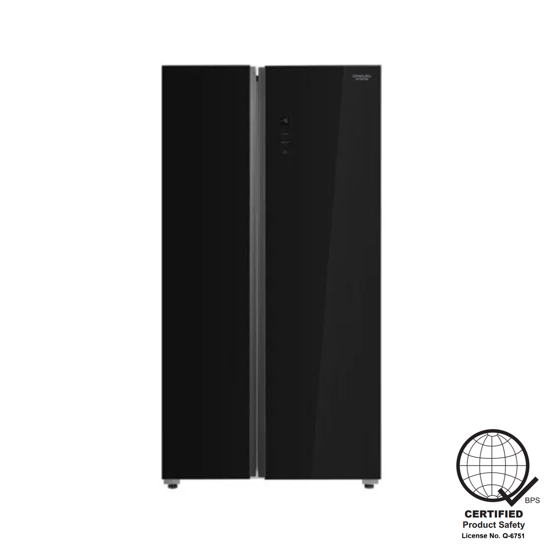 Condura 21.3 Cu. Ft Side by Side Inverter Refrigerator, Black Glass, CSS220i (Class C)