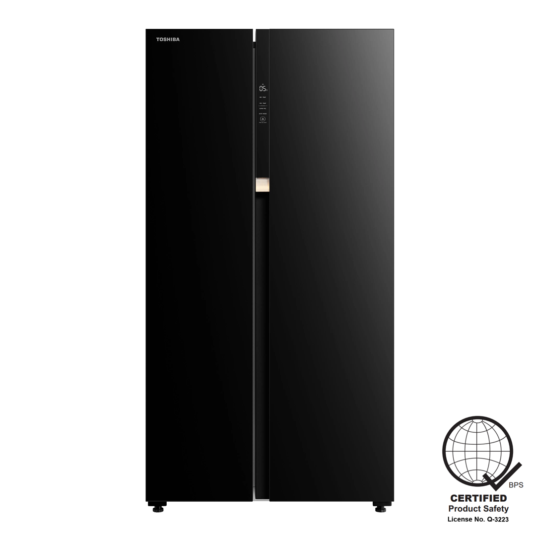 Toshiba 21.3 Cu.Ft. Side by Side No Frost Inverter Refrigerator Black Glass (Class A)