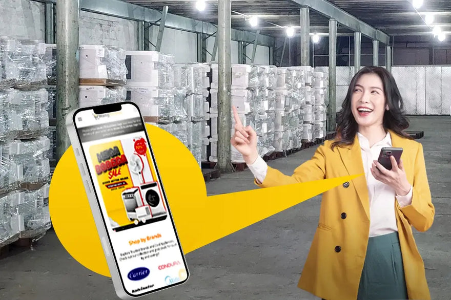 checking-warehouse-sale-home-appliance-item-via-mobile-phone