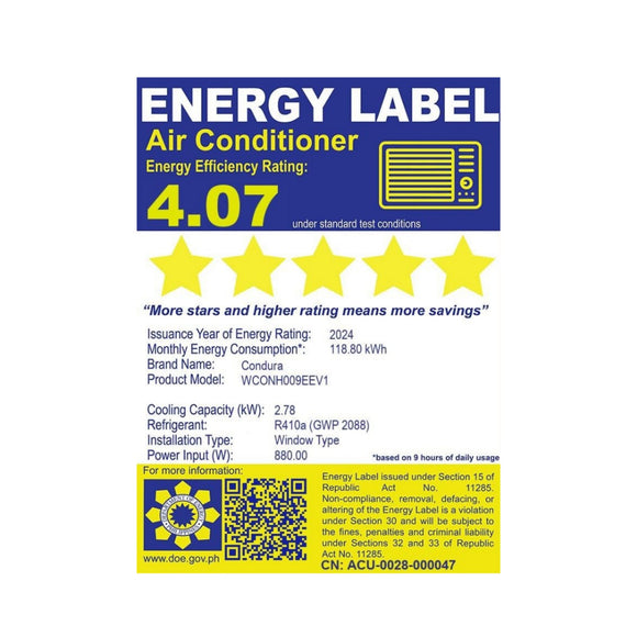 Condura 1.00 HP Remote Window-Type Inverter1 Air Conditioner (Premium)