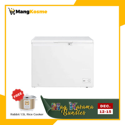 Midea 9 Cu.Ft Chest Freezer Inverter Refrigerator, MDRC345FZG01 (Class A) + FREE Rabbit 1.5 L C Rice Cooker, Chrome MKB3