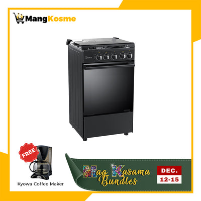Midea 50 CM 3 Gas Burner + 1 Hot Plate + Rotisserie (Class A) + FREE Kyowa Coffee Maker KW-1205 MKB3