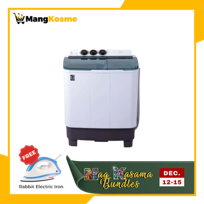 Midea 13 KG Twin Tub Washing Machine (Class A) + FREE Rabbit Electric Non-Stick Dry Iron 5188C MKB3
