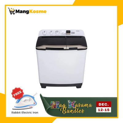 Toshiba 13 KG Twin Tub Washing Machine (Class A) + FREE Rabbit Electric Non-Stick Dry Iron 5188C MKB3