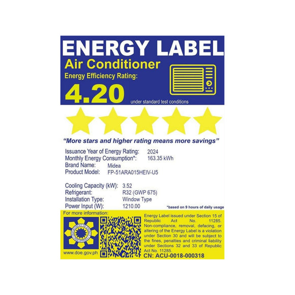 Midea 1.50 HP U-Shape Window-Type Inverter Air Conditioner (Class A)