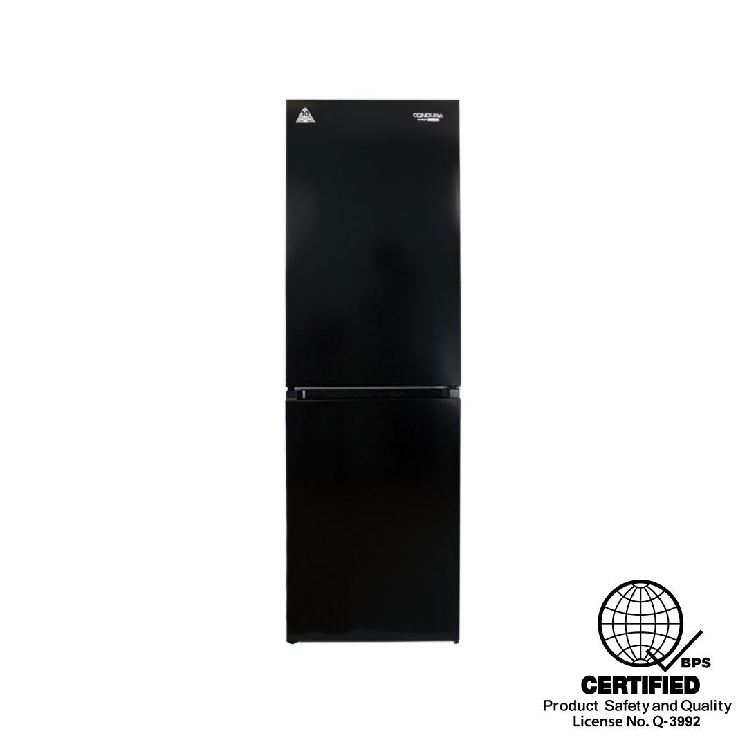 Condura 9 Cu. Ft. No Frost Bottom Freezer Inverter Refrigerator, Black Matte (Class B)
