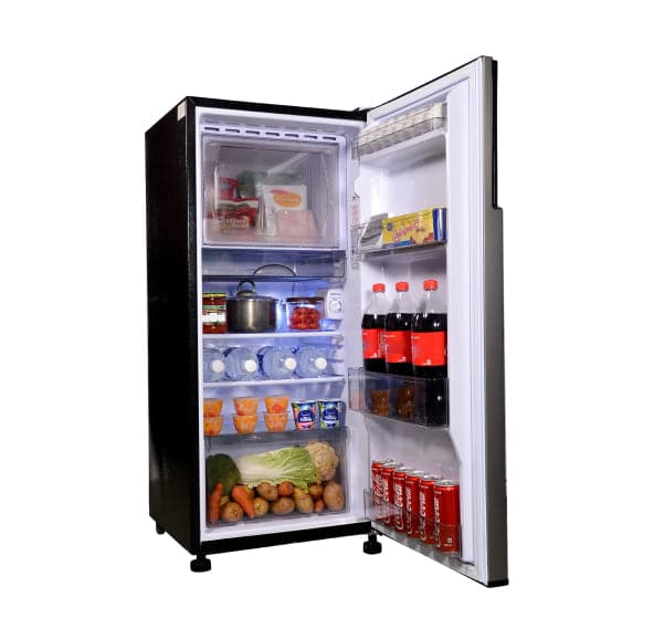 condura-single-door-5.8-cubic-feet-refrigerator-open-door-with-sample-contents-right-side-view-mang-kosme