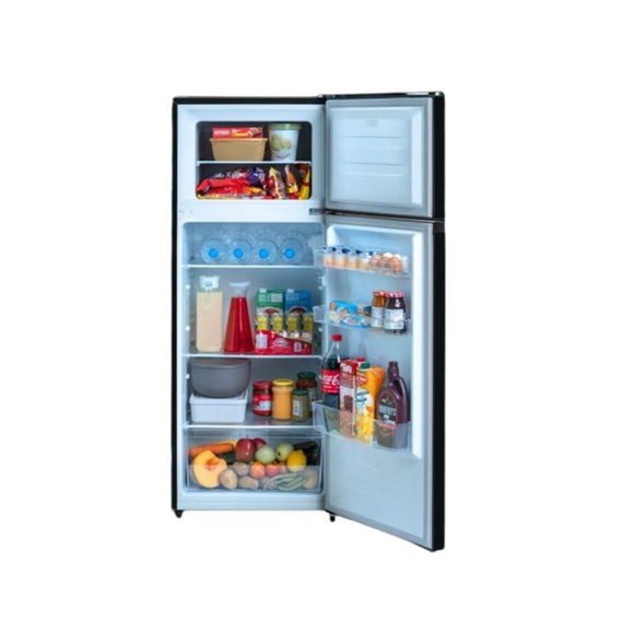 condura-direct-cool-7.3-cubic-feet-2-door-manual-inverter-refrigerator-black-full-open-door-with-sample-contents-view-mang-kosme