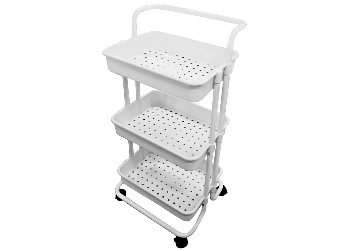 Cascade 3 Tier Rolling Multi-Purpose Storage Cart/White VH-S09/W (Premium)